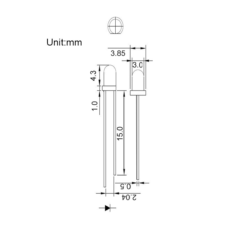 LED tipo chorro 3mm, varios colores disponibles