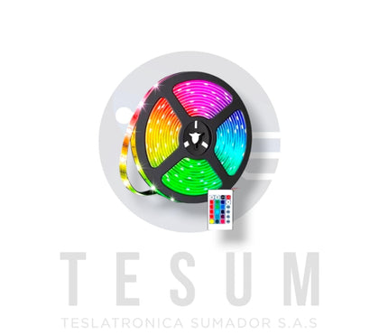 Cinta Led De Colores Con Control Rollo X 5 Metros Ip65 Viene Con Conector Dc