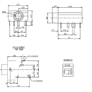 Conector jack de audio 3.5mm estéreo PJ-324M
