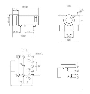 Conector jack de audio 3.5mm estéreo verde PJ-307