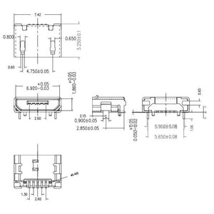Conector micro USB hembra tipo B