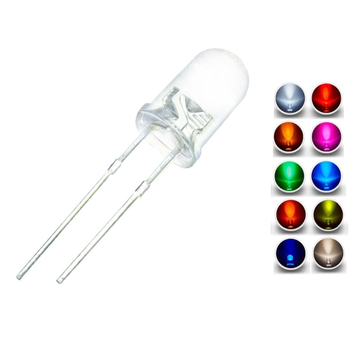 LED tipo chorro 5mm, varios colores disponibles