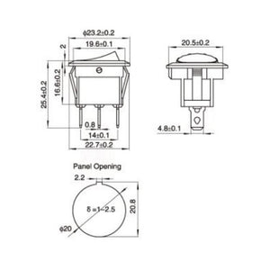 Suiche circular tipo balancín de 2 contactos con luz 23mm