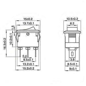Suiche tipo balancín de 3 pines SPDT 10x15