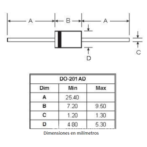 Diodo rectificador de 3A 1N5408